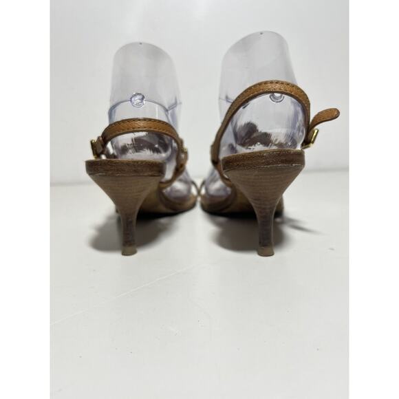 Tory Burch EUC Tan Leather Mira 70mm Logo Slingback Sandals Size 8.5 - Picture 8 of 11